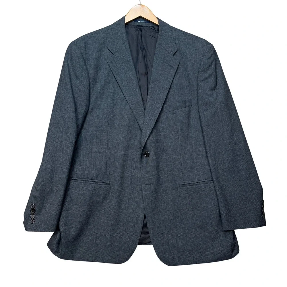 Chaps Ralph Lauren Blazer Mens 46R Gray Glen Plaid Wool Two-Button Jacket EUC